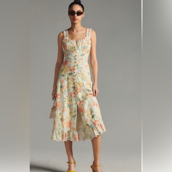 Anthropologie eyelet fruit midi dress - Picture 1 of 10